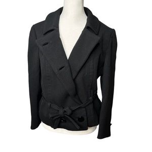Vintage Lilli Ann 1960s Black Wool Blend Belted Jacket Coat